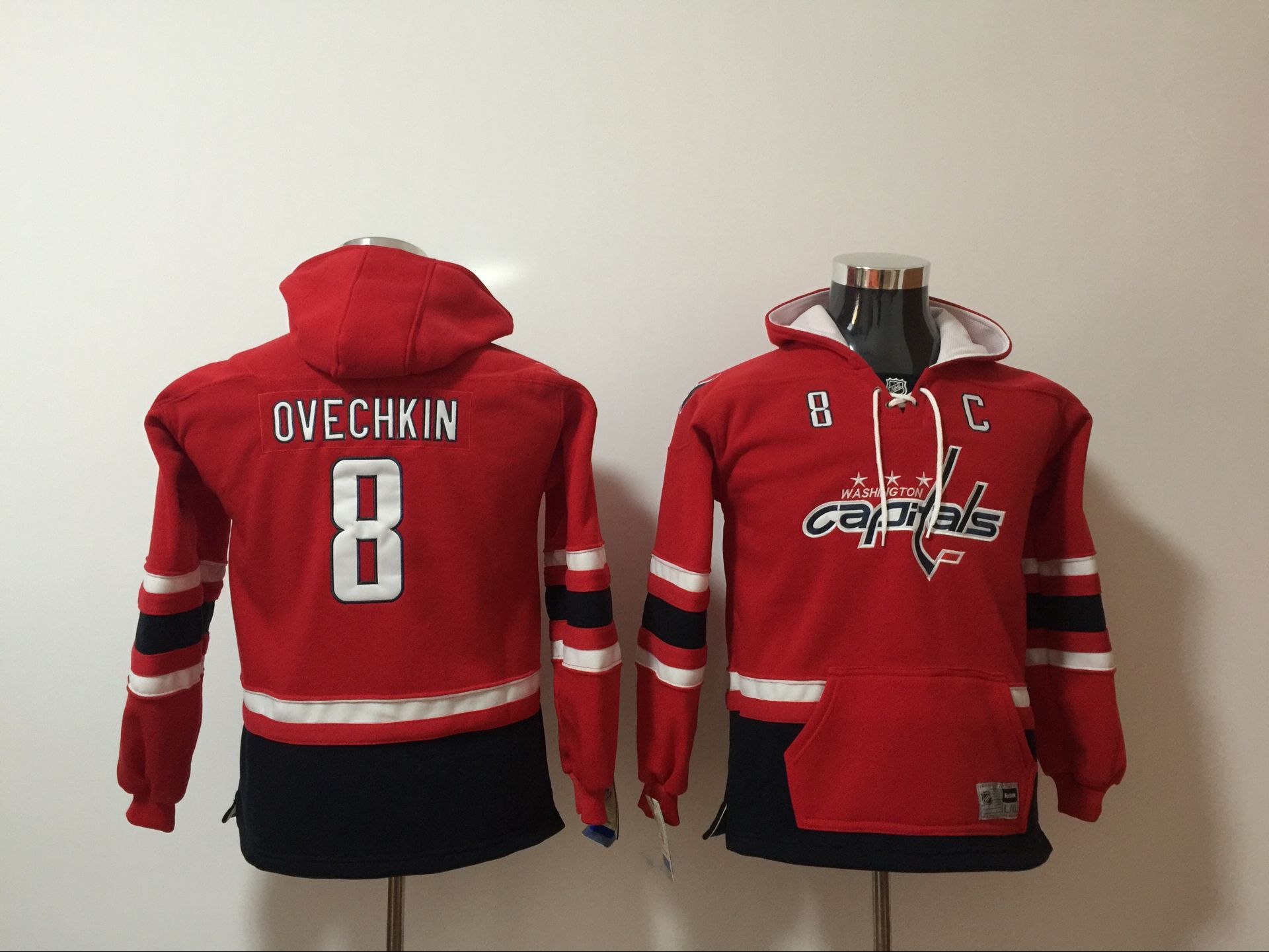 Youth 2017 NHL Washington Capitals #8 Ovechkin Red Hoodie->youth nhl jersey->Youth Jersey